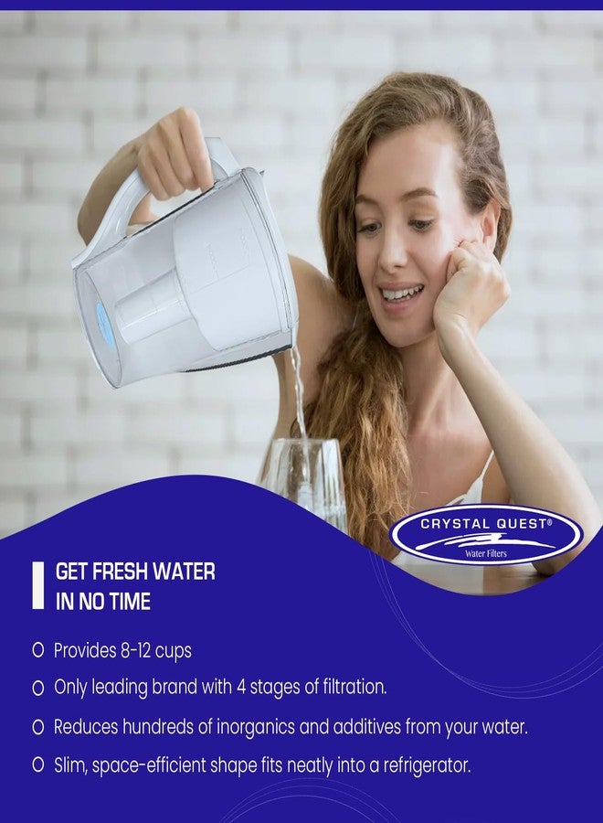 Crystal Quest Water Filter Pitcher- 12-Cup Capacity, Includes 1 Long-Life Filter, BPA Free, Meets NSF Standard 42 - Filters up to 2,000 Gallons - Alkalizing/White - Image 5